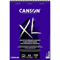 Альбом Canson XL Fluid Mix Media, гладкая, на пружине, 250 гр/м2, А3, 30 листов