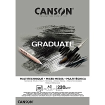 Альбом для смешанных техник Canson Graduate Mix Media, склеенный, 220 гр/м2, 30 серых листов