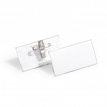 Бейдж с булавкой и зажимом Durable, 40 x 75 мм, акрил