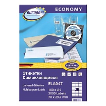 Этикетки самоклеящиеся Avery Zweckform Европа-100, белые, 70 x 29.7 мм, 30 штук на листе, 100 листов