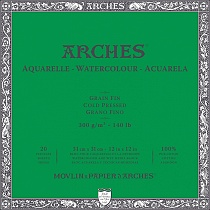 Бумага для акварели Arches, склейка, 300 гр/м2, 41 х 51 см, 20 листов, белый