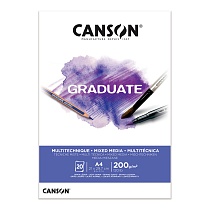 Альбом Canson Graduate Mix Media, мелкое зерно, склеенный, 200 гр/м2, 20 белых листов